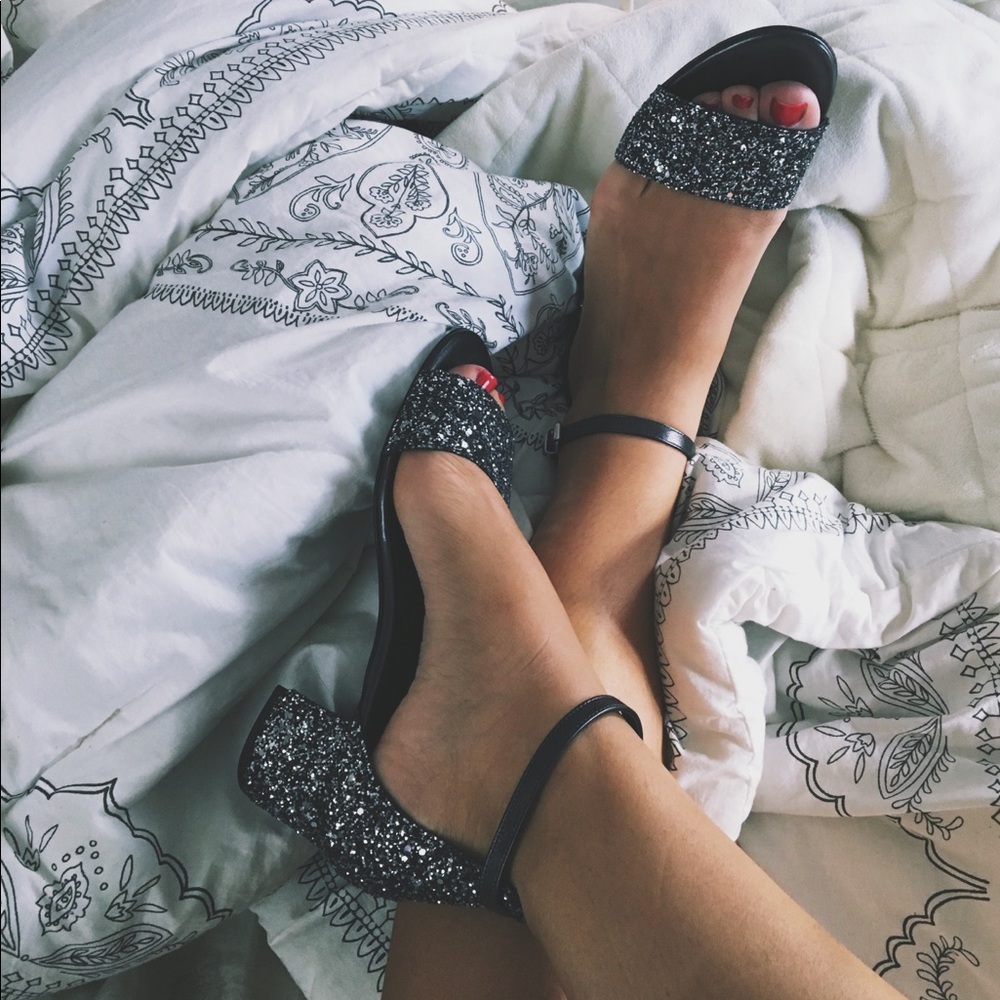 Free People Glitter Marigold Black Heel